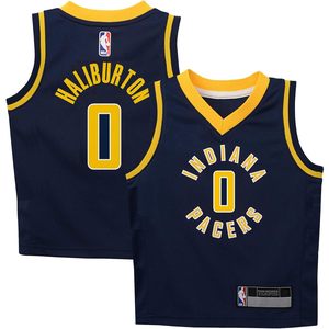 Maillot de basket-ball respirant à col en V pour enfants de 4 à 7 ans, Indiana Pacers Tyrese Haliburton Navy Icon Edition - Product Image 1