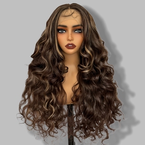 Trung Quốc venders số lượng lớn mua dài màu nâu tóc giả Futura sợi tóc 13x1 26inch gluesless tổng hợp ren phía trước tóc giả cho phụ nữ da đen - Product Image 4