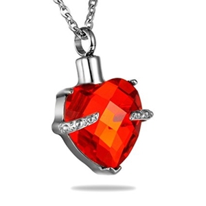 Pendentif urne funéraire unisexe en acier inoxydable vert olive plaqué argent en forme de cœur pour cendres d'animaux de compagnie - Product Image 5