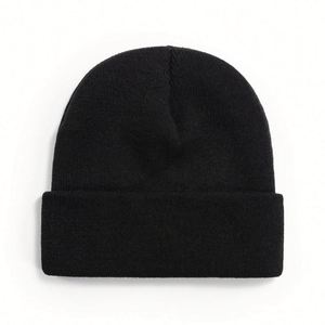 Vente en gros de bonnets en tricot noirs personnalisés avec logo, imprimés en sérigraphie, promotionnels - Product Image 5
