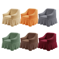 Housse de fauteuil moderne en gaze bulle multicolore, extensible et élastique, avec jupe à volants, pour canapé, texture lavée à la maison