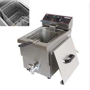 Cuisses <span class=keywords><strong>de</strong></span> <span class=keywords><strong>poulet</strong></span> frites en acier inoxydable commercial <span class=keywords><strong>de</strong></span> haute qualité frites bâtonnets <span class=keywords><strong>de</strong></span> crevettes frites friteuse avec 2 réservoirs 2 paniers - Product Image 6