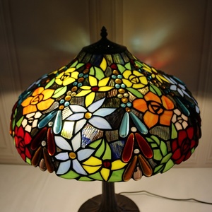 LongHuiJing Tiffany-Style 2-<b>Light</b> Flower Table Lamp with 20" Lampshade tiffany Stand Lamp Restaurant - Product Image 5