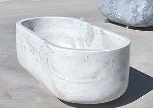 อ่างอาบน้ำรูปวงรีสั่งทำพิเศษสุดหรูหราทันสมัย สีขาวลายเกล็ดหิมะแบบสแตทูอเรีย สำหรับแช่ตัวในห้องน้ำ วิลล่า โรงแรม บ้านพักอาศัย - Product Image 3