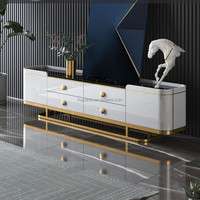 Table basse rétractable en ardoise de style luxueux et léger Meuble TV Tables centrales modernes Meuble TV Ensemble combiné