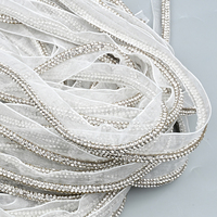 Bordure en dentelle de strass brodée avec des cristaux pour vêtements, chaussures, sacs, accessoires décoratifs