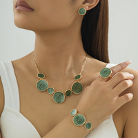 HL White Drip Oil Set-Bracelet circulaire irrégulier de conception de niche européenne américaine Collier Boucle d'oreille Bague Bijoux plaqués or