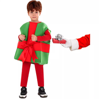 Costumes de Noël en gros, Costume de Noël en forme de boîte cadeau avec nœud papillon, Tenue de fantaisie pour fêtes de fin d'année et jeux de rôle