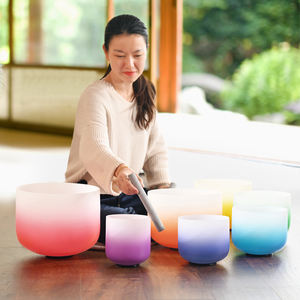 Jinfang 432Hz & 440Hz Ensemble <span class=keywords><strong>de</strong></span> bols chantants en cristal <span class=keywords><strong>de</strong></span> quartz givré dégradé <span class=keywords><strong>de</strong></span> couleur pour la guérison sonore par le <span class=keywords><strong>bain</strong></span>, lot <span class=keywords><strong>de</strong></span> 7 - Product Image 3