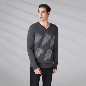 Wholesale Ribbed <b>Pattern</b> Knitwear Winter Pullover Long Sleeve Custom Logo Solid Color <b>Knit</b> V Neck Sweater - Product Image 3