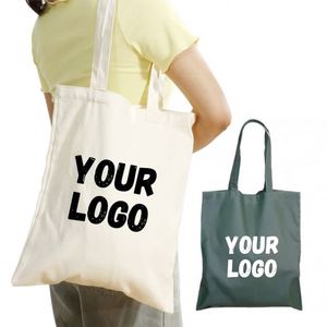 Promotional Gifts Custom Logo Printed Large Customized Canvas Reusable Tote Cotton Shopping Bag - Product Image 1