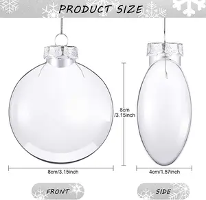 KRAFF Custom Clear Plastic Fillable Ornament Flat Ball For Wedding Or Christmas Ornaments