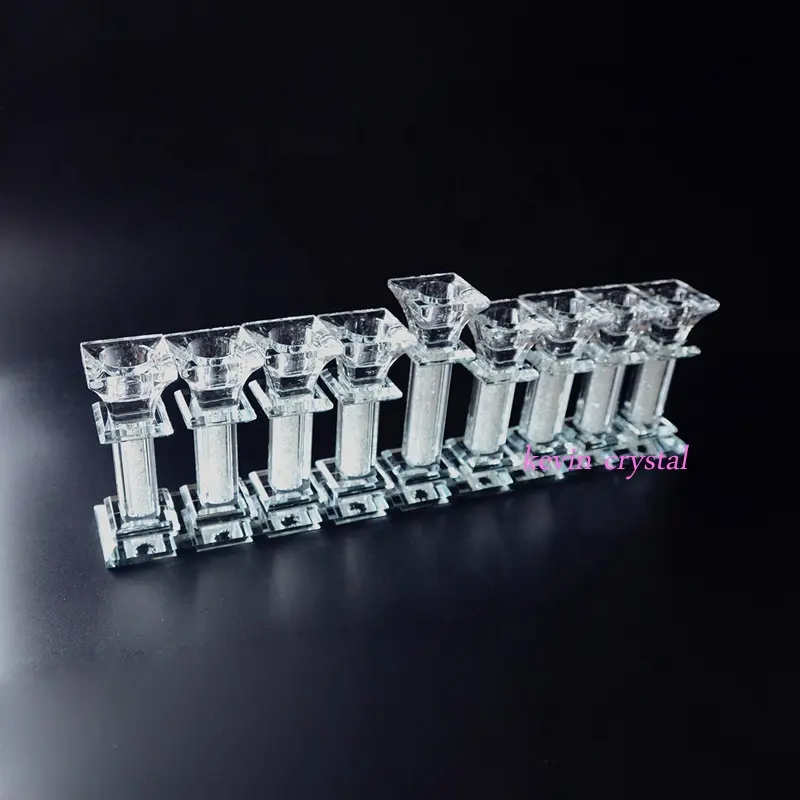 Fabriek Groothandel Clear Crystal Chanoeka Menorah Met Edelsteen Voor Judaica Gift Decoratie