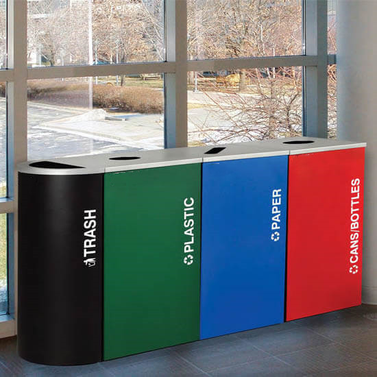Metal Recycling Bins New Style Trash Can Commercial Building Dustbin Great Looks Litter Bin