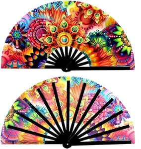 Holographic Festival Bamboo Clack <b>Hand</b> <b>Fan</b> Large Folding Rave <b>Fan</b> for Decorative Accessories for Music Festival Event Party - Product Image 5