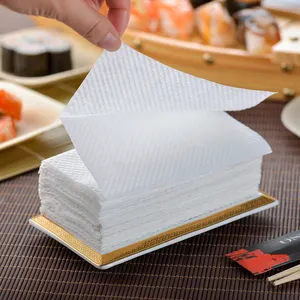 Wholesale Custom Logo Printed White 1ply 100% Wood Pulp Soft Disposable Paper Tissue 1/4 1/8 Fold 33*33cm Paper Dinner Napkins