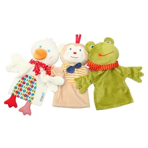 Wholesale Custom OEM Cartoon 25cm Plush Monkey Frog Duck Puppet Show Kids Educational Toy Gifts Hand Puppet Doll Stuffed Toy