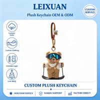Porte-clés créatif en peluche ours en peluche avec lunettes de ski, caméra, snowboard, animal en peluche doux, forme 3D, logo personnalisé