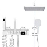 Système de douche thermostatique à double poignée, avec jets de pluie, cartouche céramique, construction en laiton, protection anti-brûlure |