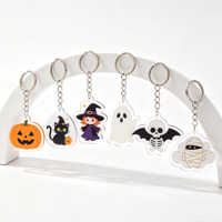 Porte-clés en acrylique double face pour Halloween, design mignon et effrayant, breloque pour clés