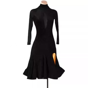 Robe fendue pour <span class=keywords><strong>danse</strong></span> latine, costume d'audition, costume de performance professionnel, costume de compétition, Rumba <span class=keywords><strong>Jive</strong></span>, en soie/coton - Product Image 1