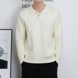 Pull en maille d'hiver pour homme, col classique, minimaliste, haut de gamme, décontracté, doux, respirant, uni, tendance, polyvalent, idéal pour les trajets quotidiens - Product Image 1