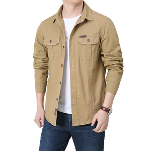 Chemise tactique décontractée en coton à manches longues pour homme, infroissable, unie, idéale pour la randonnée, l'escalade, la chasse et les occasions formelles. - Product Image 1