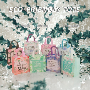 Sac cadeau biblique écologique en non-tissé, sac fourre-tout réutilisable en PP, motif floral biblique pour offrir en cadeau - Product Image 2