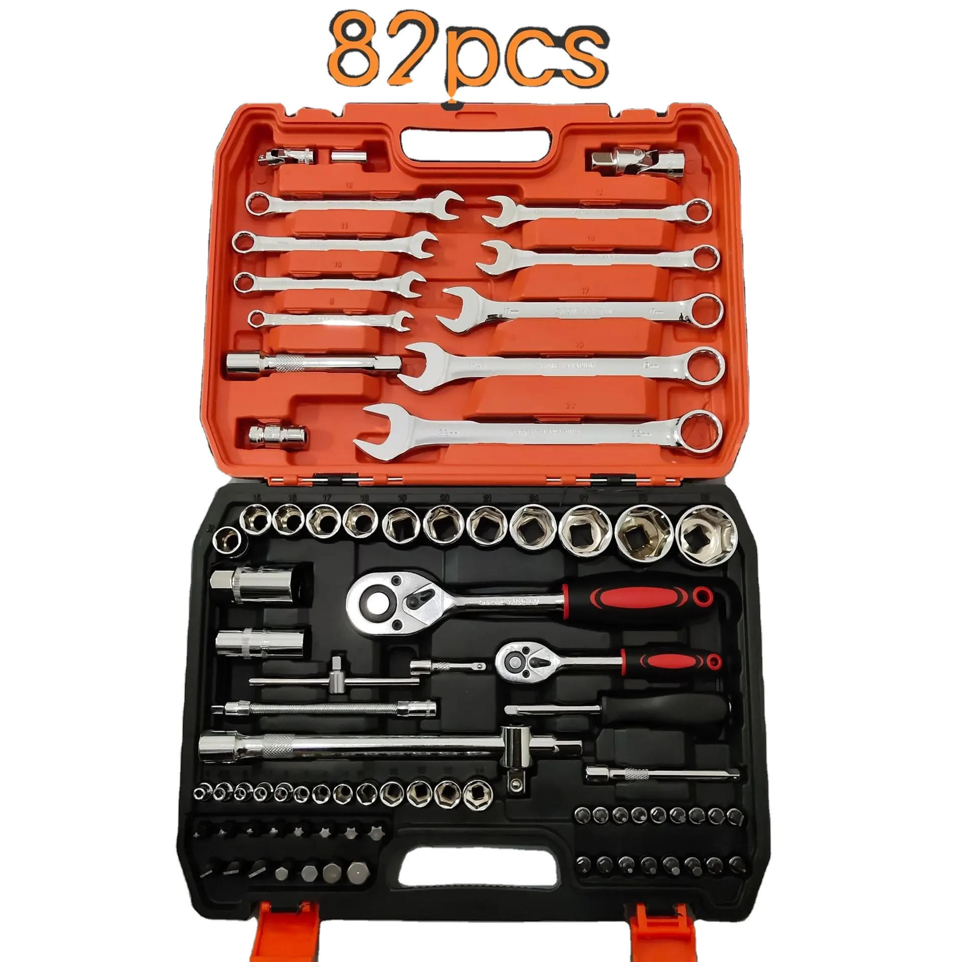 Multitool 82 Stuks Metrische Dopsleutel Moersleutel Set Voertuig Gereedschap Mechanische Hardware Levert Gereedschapskist