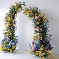 Arche de mariage en fleurs artificielles 190cm 210cm, support floral en soie blanc rose champagne pour décoration de cérémonie extérieure et intérieure