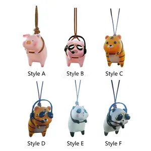 Glasses Piglet Car Pendant Cute Pig Auto Rearview Mirror Ornament Decoration Console Car Hanging Accessories Center