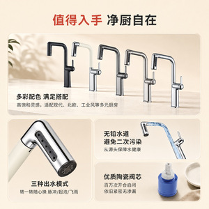 Kitchen Faucet 360 Degree Rotate Pull Out Single Handle Deck Mounted Contemporary Ceramic Valve Core - Product Image 4