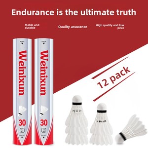 Volants de <span class=keywords><strong>badminton</strong></span> professionnels en plumes de canard et mousse pour débutants, entraînement et loisirs, lot de 12 - Product Image 1