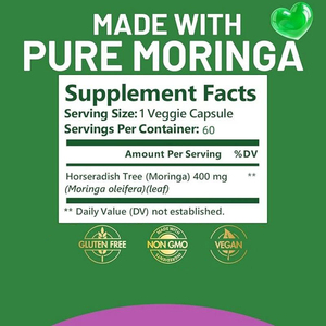Capsules de poudre de feuilles de Moringa naturelle pure, compléments alimentaires contenant des antioxydants, favorisent le métabolisme, pour adultes - Product Image 2