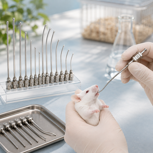 Aiguille de sonde orale Degao en acier inoxydable avec embout sphérique arrondi pour une administration orale sécurisée dans les expériences animales - Product Image 5