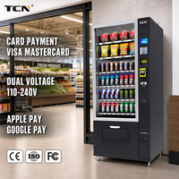 Distributeur automatique de snacks et de boissons sans argent liquide TCN avec paiement par pièces, billets et cartes, 48 compartiments réfrigérés pour les entreprises de commodité en Europe