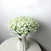 Bouquet de Gypsophile Artificielle Blanche, Fleurs Artificielles en Plastique au Toucher Réel pour Mariage, Décoration de Fête à Domicile, Arrangement