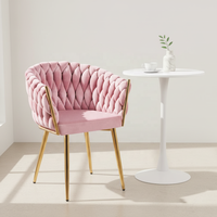 Chaise de salle à manger moderne en velours doré rembourrée avec pieds en métal pour la maison, le bureau, la salle à manger, l'appartement