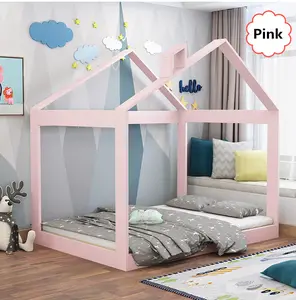 Ranjang Rumah Kamar Anak, Perabot Lantai Kayu Rumah Bingkai Tempat Tidur Lantai Montessori