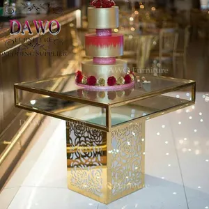 Wedding decoration glass round cake table with crystal water drop
