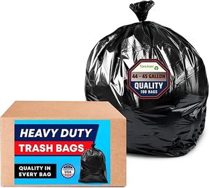 Garbage plastic bags 44-45 Gallon Trash Bags Heavy Duty <b>Extra</b> <b>Large</b> Black Trash Can Bags - Product Image 4