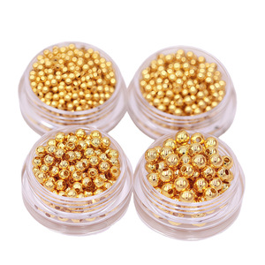 Gold Plated Spacer Beads Round Smooth Surface Straight Hole For <b>Bracelet</b> Making <b>Metal</b> Jewelry Findings Components 14K Gold Color - Product Image 1