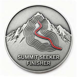 Moneta Commemorativa a Tema Maratona di Montagna, Placcata in Oro e Argento, Medaglia da Collezione Premium per Gare Sportive, Senza Cordino - Product Image 4