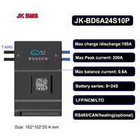 JK-BD6A20S10PJk BMS Jikong Smart BMS CAN RS485 Bluetooth 8S - 20S 100A LiFePO4 Equilibrador Activo 600mA 0.6A para Dispositivos Electrónicos