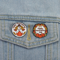 Usine En Gros Joyeux Thanksgiving Jour Émail Pin Creative Citrouille Turquie Épinglette Mignon Badge En Métal pour Sac À Dos Vêtements Chapeau