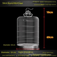 Cage à oiseaux portable en acier inoxydable 304, cage ronde pour perroquet, volière de luxe de style villa
