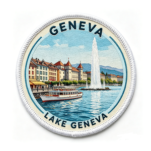 Geneva Lake Geneva Embroidered Iron-On Patch Circle Woven Fabric Gift Decorative Applique - Product Image 4