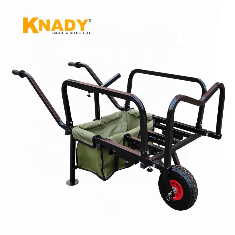 2-in-1 Heavy Duty Fishing Cart with Customizable OEM Support Steel and Rubber PU Foam Wheel Roll Container Plastic Platform