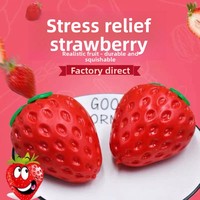 Gadget anti-stress pour influenceurs : Jouet à presser en forme de fraise à rebond lent, fruit simulé, style stand de rue