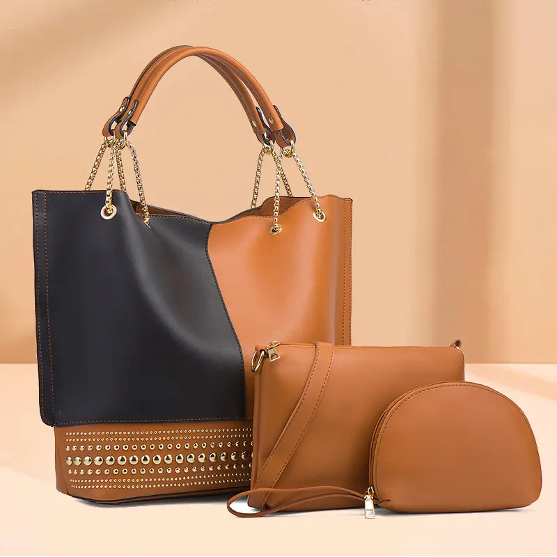 सैक एक मुख्य फेम luxe विपरीत रंग महिला लक्जरी बैग लक्जरी मध्यम crossbody बैग महिलाओं के हैंडबैग पर्स 3pcs सेट पु हैंडबैग